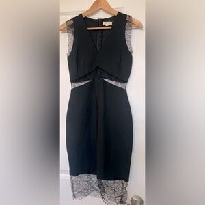 Black dress with eyelash lace insets